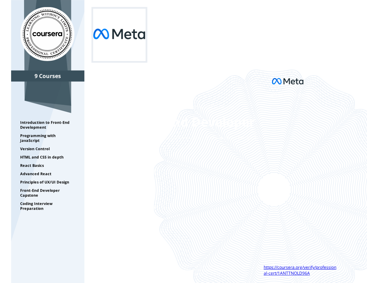 Meta Frontend Developer